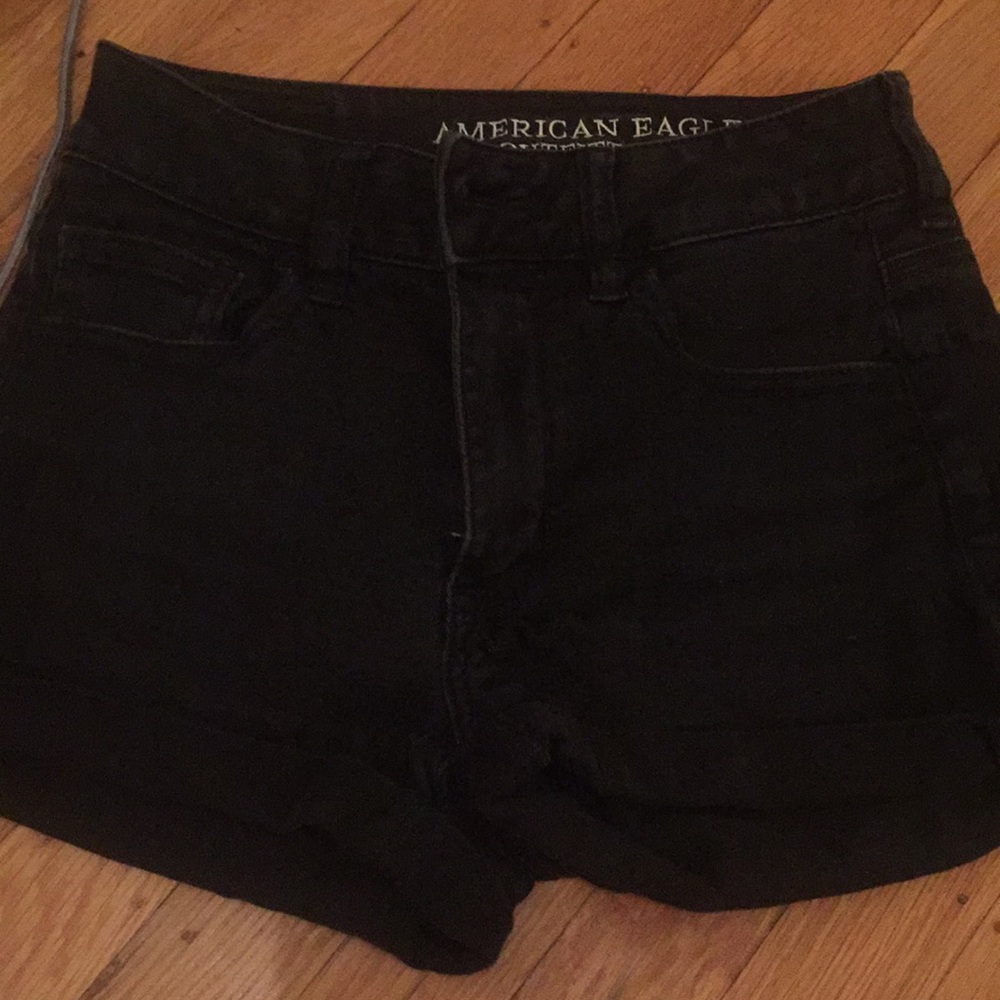 black jean shorts